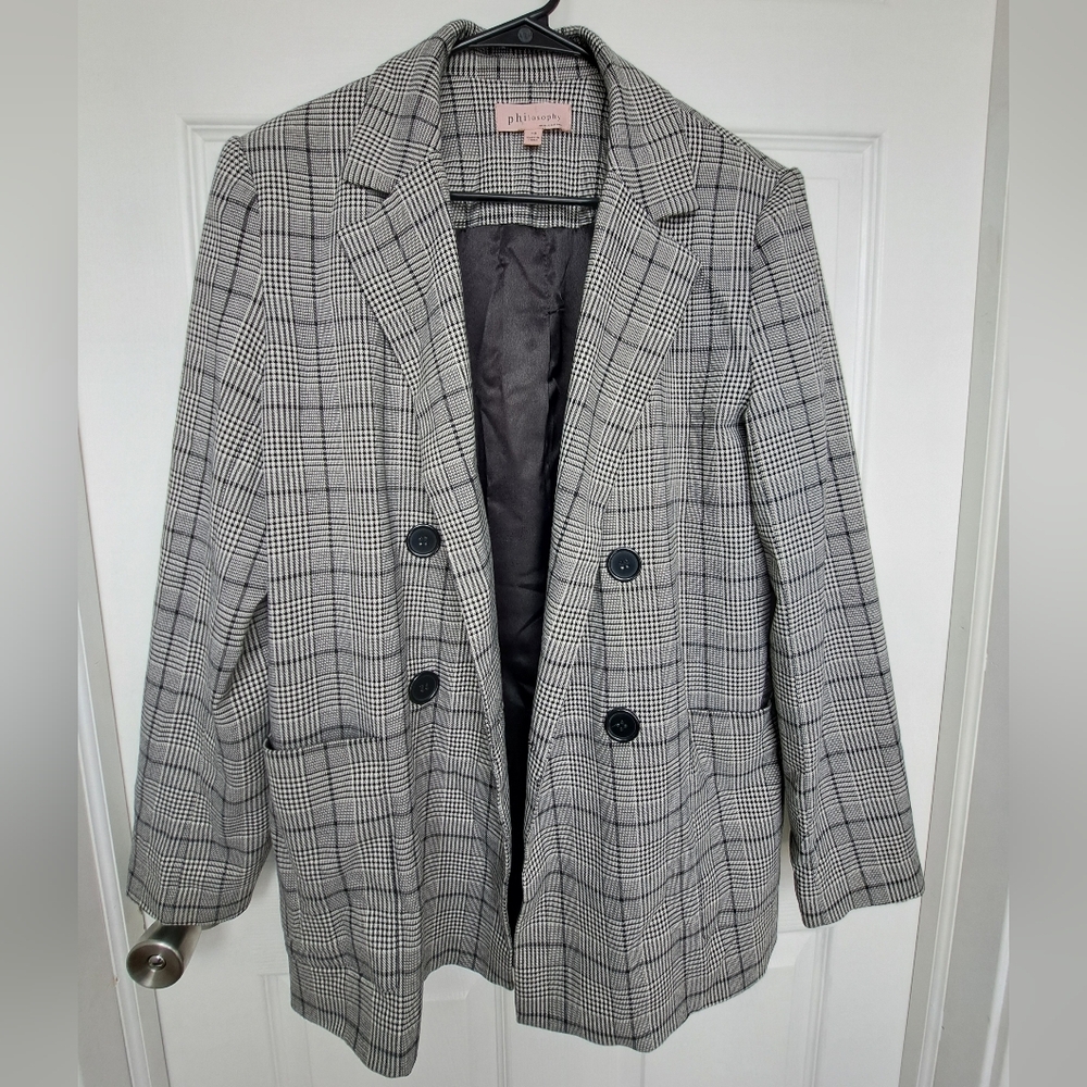 Philosophy Black and White Checkered Blazer Z10